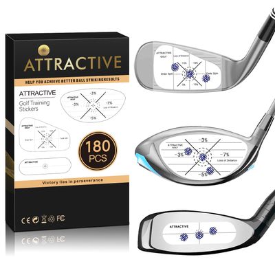 ATTRACTIVE Golf Impact Tape Set, 180 Pcs Club Impact Stickers for Golf Clubs, Self-Teaching Sweet Spot and Consistency Analysis, Useful Training Aid Improve Swing Accuracy (180)
