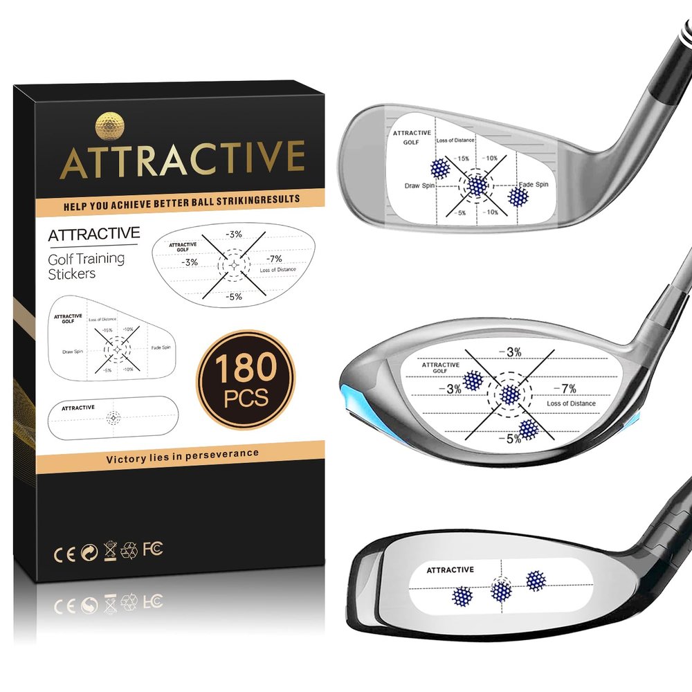ATTRACTIVE Golf Impact Tape Set, 180 Pcs Club Impact Stickers for Golf Clubs, Self-Teaching Sweet Spot and Consistency Analysis, Useful Training Aid Improve Swing Accuracy (180)