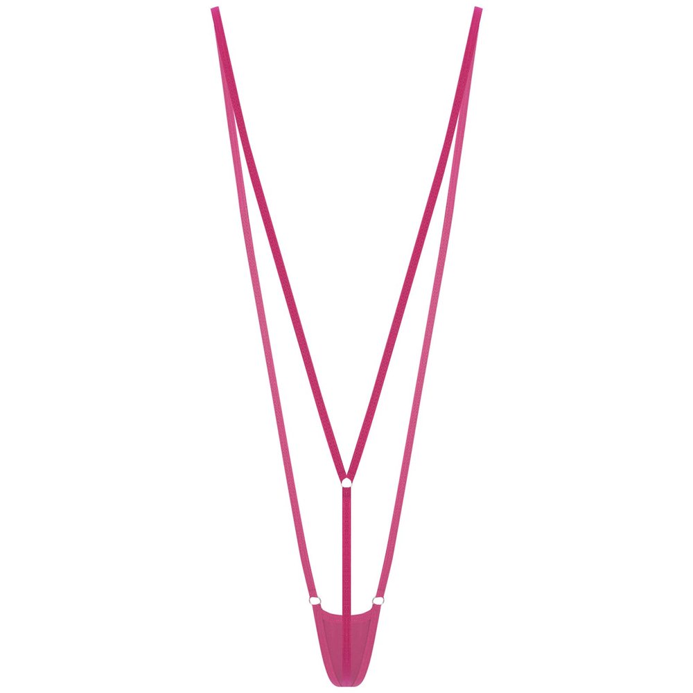 Moily Sexy Women One-Piece Sling Shot Micro Bikini Halter Thong Teddy Bodysuit Swimwear Hot Pink One Size