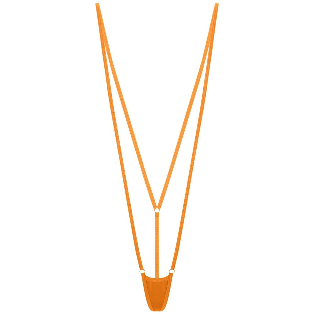 Moily Sexy Women One-Piece Sling Shot Micro Bikini Halter Thong Teddy Bodysuit Swimwear Orange One Size