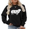 Hadomaki Sheep Flower Sweatshirt Funny Graphic Farm Life Sweater Women Casual Crewneck Farmer Pullover Tops Sheep Lover Gift Black view 1