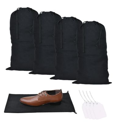 GONGKANGYUAN 4 Pack Shoe Bags for Travel Flannel Single Shoe Pouch with Drawstring for Men Women Travel Protecting Storing Shoes