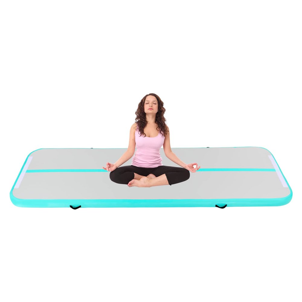 Bitodd Portable Inflatable Air Gymnastics Mat, Training Mats Gymnastics Tracks with Electric Air Pump, Multifunctional Exercise Mat for Home Use,Training Cheerleading, Yoga Water (Green)