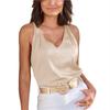 REPALY Summer Women Satin Tank Top, Sexy V-Neck Sleeveless Basic Sling Shirt for Office Home Wear(Color:Apricot,Size:Medium) view 1