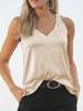 REPALY Summer Women Satin Tank Top, Sexy V-Neck Sleeveless Basic Sling Shirt for Office Home Wear(Color:Apricot,Size:Medium) view 4