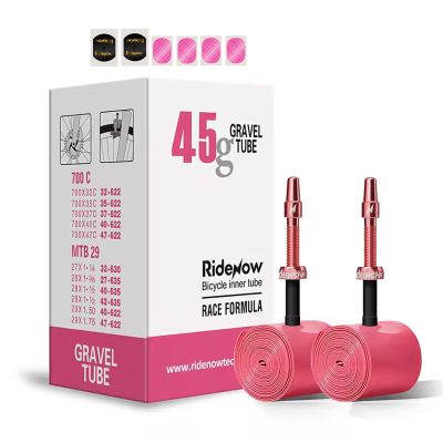 2 Pack RideNow TPU Inner Tubes 700C x 18-32C / 32-47C with 45mm/65mm/85mm Metal Presta Valve, Removable Valve Cores for All Road or Gravel Bike (Include Bike Tube Patch Repair Kit)