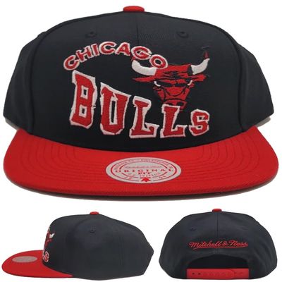 Mitchell & Ness Chicago Bulls New Crooked Path Black Red Era Snapback Hat Cap