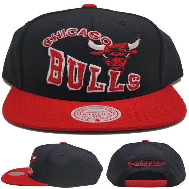 Mitchell & Ness Chicago Bulls New Crooked Path Black Red Era Snapback Hat Cap