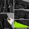 candyfouse Men's 2 in 1 Running Shorts, Quick Dry Workout Shorts with Liner, Athletic Shorts with Zip Pockets and Towel Loop Black/Fluorescent view 4