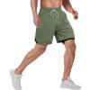 candyfouse Men's 2 in 1 Running Shorts, Quick Dry Workout Shorts with Liner, Athletic Shorts with Zip Pockets and Towel Loop Dark Green view 3