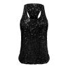 REPALY Summer Sleeveless Sequin Tank Top, Fashion Casual Basic Tees Shirt Camisole for Women(Color:Black,Size:Large) view 1