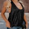 REPALY Summer Sleeveless Sequin Tank Top, Fashion Casual Basic Tees Shirt Camisole for Women(Color:Black,Size:Large) view 4