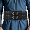 PEKVU Medieval Viking Wide Belt Faux Leather Armor Knight Corset Belt for LARP Christmas Gifts Costume (Black-B) view 1