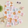 MAYUMMPY Kids Girl Swim Cover Up Swimsuit Zipper Beach Pool Bathing Suit Hoodie Dress Terry Coverup Swimwear (Floral Multicolor, 4-5T) view 4