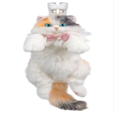 Chongker Cat Shaped Backpack - Handcrafted Stuffed Animals Plush Bag with Adjustable Shoulder, Crossbody, and Handbag Straps (Light Calico Backpack)