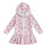 MAYUMMPY Kids Girl Swim Cover Up Swimsuit Zipper Beach Pool Bathing Suit Hoodie Dress Terry Coverup Swimwear (Floral Pink, 5-6 Years)