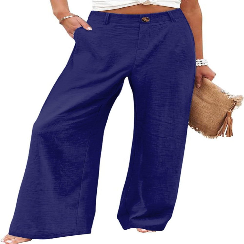 Bbkkuck Womens Wide Leg Work Palazzo Pants High Waisted Button Down Business Casual Trousers with Pockets