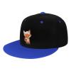 Hand Touching The Fox's Head Snapback Hat Flat Bill Hat Baseball Cap for Men Women Flat Brim Hats Blue view 1