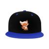 Hand Touching The Fox's Head Snapback Hat Flat Bill Hat Baseball Cap for Men Women Flat Brim Hats Blue view 2