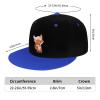 Hand Touching The Fox's Head Snapback Hat Flat Bill Hat Baseball Cap for Men Women Flat Brim Hats Blue view 4