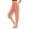 chaktkglok Capris Pants for Women Workout Summer Casual Capri Yoga Pants Straight Leg Exercise Lounge Pants with Pockets Elastic Waist Cropped Pants Stretch Sweatpants Capri Pants for Women Orange view 1