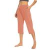 chaktkglok Capris Pants for Women Workout Summer Casual Capri Yoga Pants Straight Leg Exercise Lounge Pants with Pockets Elastic Waist Cropped Pants Stretch Sweatpants Capri Pants for Women Orange view 2