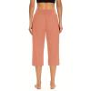 chaktkglok Capris Pants for Women Workout Summer Casual Capri Yoga Pants Straight Leg Exercise Lounge Pants with Pockets Elastic Waist Cropped Pants Stretch Sweatpants Capri Pants for Women Orange view 3