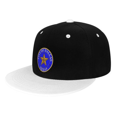 MULIHU Seal of Dallas Snapback Hat Flat Bill Hat Baseball Cap for Men Women Flat Brim Hats White