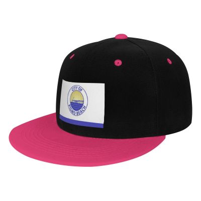 MULIHU Flag of Pismo Beach, California Snapback Hat Flat Bill Hat Baseball Cap for Men Women Flat Brim Hats Pink