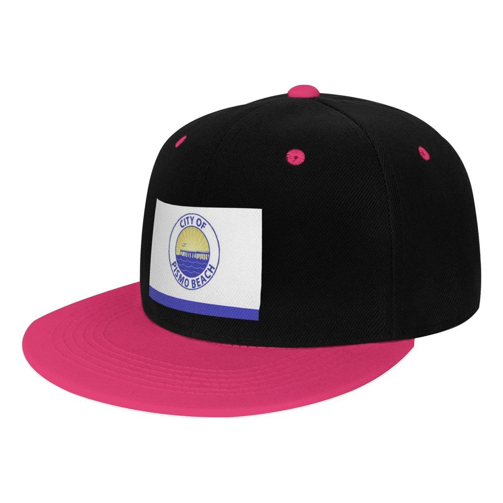 MULIHU Flag of Pismo Beach, California Snapback Hat Flat Bill Hat Baseball Cap for Men Women Flat Brim Hats Pink