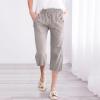 Straight Leg Yoga Pants for Women,Todays Daily Deals Clearance,Capri Pants for Women Casual 2024 Summer Drawstring Elastic High Waist Linen Pants Straight Wide Leg Lounge Capris5-SilverSmall view 2