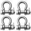 MEMUME Stainless Steel D Ring Shackles 1/4 5/16 3/8 1/2 inch 316 SS Heavy Duty Boat Anchor Shackle Marine Grade Bow Shackles with Cotter Pins (3/8 inch 4 Pack(Bolt Diameter 1/2 inch)) view 1