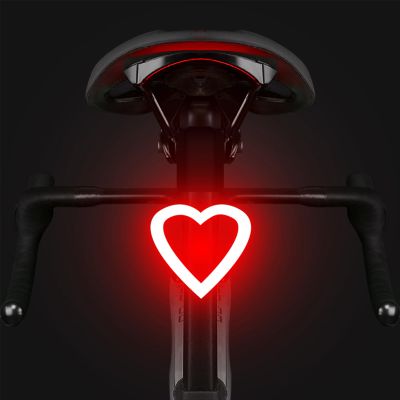 YUERWOVER Rechargeable Bike Tail Light LED Bicycle Rear Light Cycling Night Essential Bright Seat Back Safety Lamp Heart Shape 5 Modes Warning Waterproof Flash MTB Light for Men Women Kids(Heart)