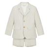 Toddler Boys Summer Wedding Outfit 2 Piece Shorts Set Linen Suit Jacket Pants Short Kids Ivory Tuxedo Suits for Boys Ring Bearer Outfits 3T view 1