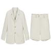 Toddler Boys Summer Wedding Outfit 2 Piece Shorts Set Linen Suit Jacket Pants Short Kids Ivory Tuxedo Suits for Boys Ring Bearer Outfits 3T view 2