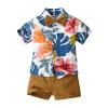 AMIMOJY deals of the day Boys Hawaiian Summer Clothes 2024 Toddler Tree Floral Prints T Shirt Crewneck Tops Child Kids Beach Shorts 60Pcs Set 2t girl pumpkin outfit, C-khaki view 1