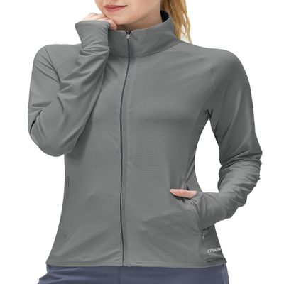 KPSUN Women's UPF 50+ UV Sun Protection Clothing Long Sleeve Athletic Hiking Shirts Lightweight SPF Zip Up Outdoor Jacket(darkgrey,2XL)