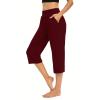 Capris Pants for Women Workout Summer Casual Capri Yoga Pants Straight Leg Comfy Lounge Pants with Pockets Elastic Waist Cropped Pants Stretch Sweatpants Lightweight Summer Pants Women Red view 1