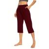 Capris Pants for Women Workout Summer Casual Capri Yoga Pants Straight Leg Comfy Lounge Pants with Pockets Elastic Waist Cropped Pants Stretch Sweatpants Lightweight Summer Pants Women Red view 2