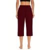 Capris Pants for Women Workout Summer Casual Capri Yoga Pants Straight Leg Comfy Lounge Pants with Pockets Elastic Waist Cropped Pants Stretch Sweatpants Lightweight Summer Pants Women Red view 3