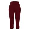 Capris Pants for Women Workout Summer Casual Capri Yoga Pants Straight Leg Comfy Lounge Pants with Pockets Elastic Waist Cropped Pants Stretch Sweatpants Lightweight Summer Pants Women Red view 4