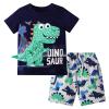 AMIMOJY today's deals Baby Boys Summer Clothes Child Dinosaur Cartoon Prints T Shirt Short Sleeve Tops Casual Pants Cotton Outfit Set 11Pcs girl halloween outfits, 4-5 Years, B-black view 1
