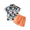 AMIMOJY prime shopping online Boys Hawaiian Summer Clothes 2024 Toddler Tree Floral Prints T Shirt Crewneck Tops Child Kids Beach Shorts 49Pcs Set 18 month girl clothes winter, C-orange view 1