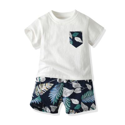 AMIMOJY todays daily deals Boys Hawaiian Summer Clothes 2024 Toddler Tree Floral Prints T Shirt Crewneck Tops Child Kids Beach Shorts 7Pcs Set babygirl ruffle pants, 3-6 Months, A-white