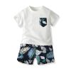AMIMOJY todays daily deals Boys Hawaiian Summer Clothes 2024 Toddler Tree Floral Prints T Shirt Crewneck Tops Child Kids Beach Shorts 7Pcs Set babygirl ruffle pants, 3-6 Months, A-white view 1