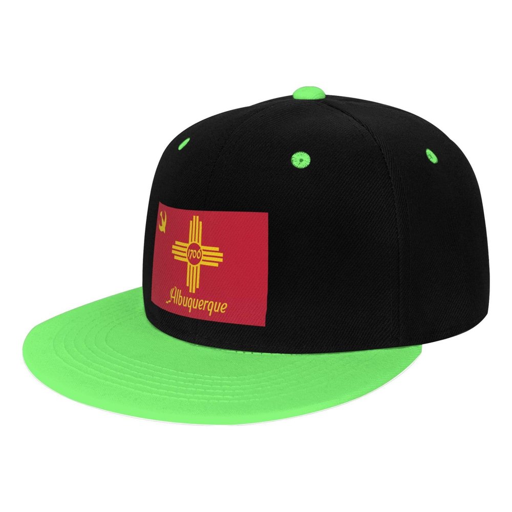 Flag of Albuquerque, New Mexico Snapback Hat Flat Bill Hat Baseball Cap for Men Women Flat Brim Hats Green