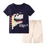 AMIMOJY today's deals Baby Boys Summer Clothes Child Dinosaur Cartoon Prints T Shirt Short Sleeve Tops Casual Pants Cotton Outfit Set 66Pcs 18 month winter clothes girl, C-beige view 1