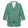 Boys Linen Suits Casual 2 Piece Summer Beach Wedding Tuxedo Suit Green Blazer Shorts Set Slim Fit Ring Bearer Outfits Size 6 view 1