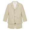 Toddler Boys Summer Wedding Outfit 2 Piece Shorts Set Linen Suit Jacket Pants Short Kids Tan Tuxedo Suits for Boys Ring Bearer Outfits 3T view 1