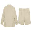 Toddler Boys Summer Wedding Outfit 2 Piece Shorts Set Linen Suit Jacket Pants Short Kids Tan Tuxedo Suits for Boys Ring Bearer Outfits 3T view 3